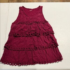 LOFT Burgundy Tiered tank top